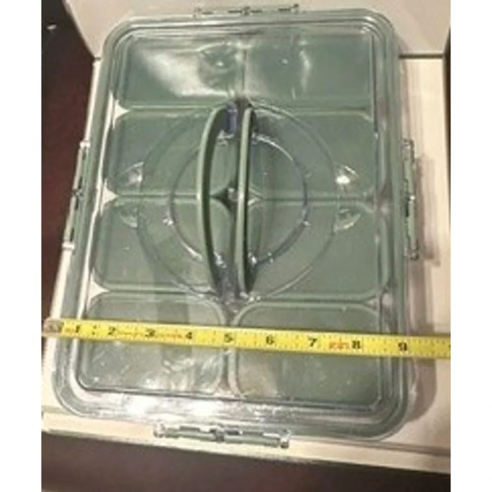 8 Compartment Snack Box Container with Handle Sage Green Portable Organizer